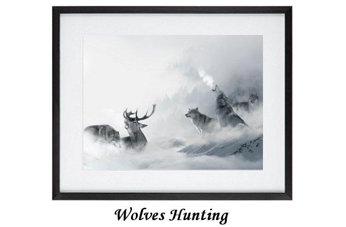 Framed Hunting Wolves